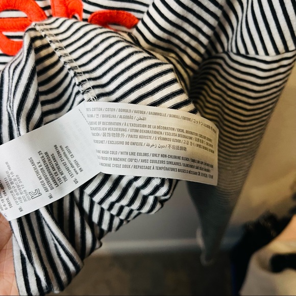 ABERCROMBIE $ Fitch sweatshirt long tee cropped striped CHEERS - Picture 4 of 10